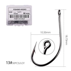 SLIGHTDELVE 50pcs Durable Black Nickle Carbon Steel Lure Hooks Carp Fly Fishing Hook Sea Pint Hook Flattened Sharped Fishhooks Off-set Fishing Hook Big Long Shank Barbed Fishing Hooks
