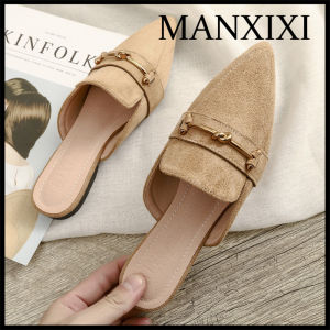 MANXIXI Fashion Loafers Slippers Beautiful Suede Mules Flat Sandals For Women (Size 32-42)