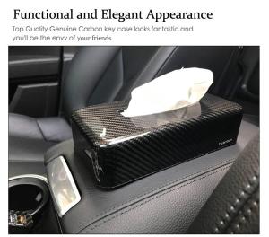 T Carbon ® Carbon Fiber Car /Home Tissue Box Cover Auto Interior Napkin Paper Holder Black