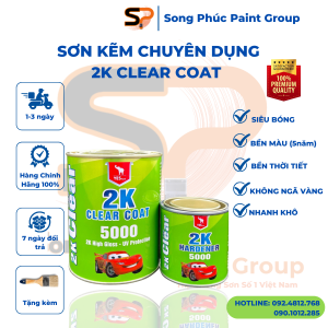 Sơn Phủ Siêu Bóng Cao Cấp 2K Clear Coat 5000 [ Tặng Kèm Cọ Dòng Phủ Bóng Siêu Tốt Bền Không Bị Ngã Vàng ]