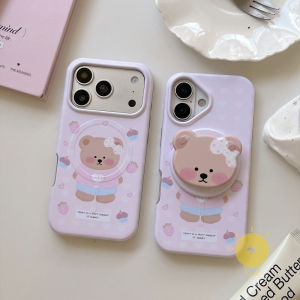 For iPhone 17 Pro Max Case Magnetic TPU Bear Phone Case For 16 15 Cover Aesthetic Korean Cute