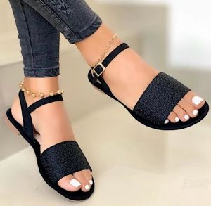 Free Shipping New Summer Collection: Flat Size 40-43 Plus-Size Buckle-Strap Casual Sandals For Women
