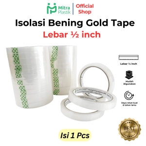 Isolasi 1/2" Bening Gold Tape Solatip Solatape