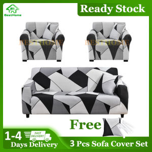 Sofa Cover 3 in 1 Set Sofa Cover Set of 3 PCS Sofa Cover 2 Single and 3 Seater Sofa Cover Set Sala Sofa Set Cover with Pillowcase and Foam Sticks