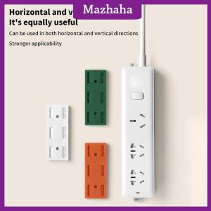 Mazhaha Wall-Mounted Plug Fixer Sticker Punch-free Home Self-Adhesive Socket Fixer Cable Wire Organizer Power Strip Holder