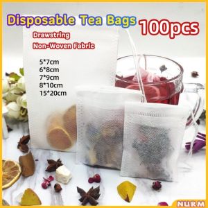Nurm Disposable Drawstring Non-Woven Fabric Tea Herb Filter Bag Pouch 100pcs 50pcs
