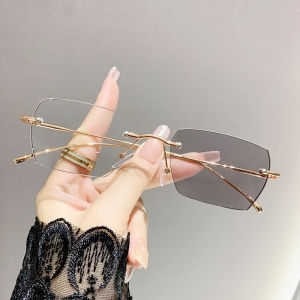 JN IMPRESSION Color Changing Frameless Glasses for Women and Men with Myopia with Diamond Cutting Edge Korean Version of Ultra-light Copper Alloy Glasses