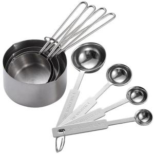 8Pcs Measuring Spoon Set Stainless Steel Teaspoons Tablespoon Scoop 430 Material Mirror Polished Rust Proof Liquid Dry