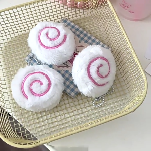 Soft Plush Fish Cake Charm Keychain Stuffed Toy Backpack Pendant Hanging Decoration Creative Gift for Women Girls