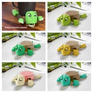 ที่รองแก้วรูปเต่า Hello Babyu ของตกแต่งโต๊ะแบบโต้ตอบสำหรับของเล่นลดควาเครียดสร้างสรรค์