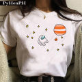 2025 New Year Spring Festival Among Us T shirt  Serigala Api Super Membunuh Cetakan Bunga Permainan T T-Shirt untuk Lelaki dan Wanita Memakai Topi Lengan Pendek Hitam  COD. 