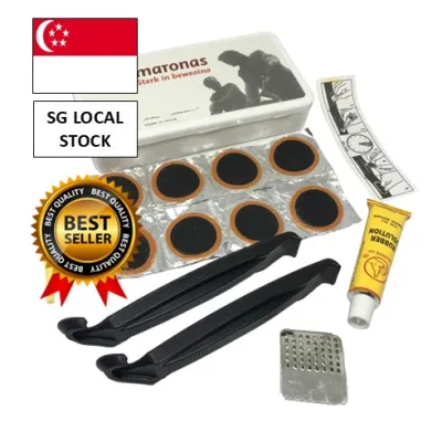 [SG 🚚] Bike Bicycle Flat Tire Repair Kit Tool Set Kit Patch Rubber Portable Fetal Best Quality Cycling