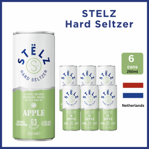 STËLZ Hard Seltzer Apple 250ml 4.5% ABV Light Refreshing Alcohol Infused Sparkling Water with a hint of Apple (6/12 Cans)
