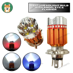 UNIVERSAL H4 HEADLIGHT BULB WITH ANGEL EYE AND FLASHER 247 MOTORCYCLE LIGHTINGS [PRETTY USEFUL]