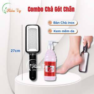 Cây Chà Gót Chân Inox Cao Cấp & Kem Dưỡng Mềm Gót Chân 200ml | Bàn Chà Gót Chân Bị Nứt Cây Mài Da Chết Gót Chân Tiện Dụng