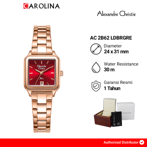 Jam Tangan Wanita Alexandre Christie Passion AC 2B62 LDBRGRE Red Dial Rose Gold Stainless Steel Strap