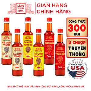 [TẶNG 1 NƯỚC TƯƠNG 125ML] Thùng 6 chai (3 Vị Than - Vàng - Tôm) Nước Mắm Nhỉ Truyền Thống Làng Chài Xưa 525ml/chai nhựa