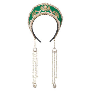 Renaissance Tudor Crown Headpiece Beads Chain Royal French Women Medieval Elizabethan Hood Coronet Tiara Headband