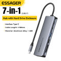 Essager 7/6-in-1 usb3.2 Loại C HUB Loại C để HDMI USB 3.2 Gen2 10gbps Loại bộ chuyển đổi C pd100w sạc nhanh trung tâm áp dụng cho M.2 (2230/2242/2260/2280) giao thức NVMe SSD Tương thích với M key B & m giao diện chính cho điện thoại máy tính bảng máy tín. 