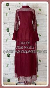 Dress Maxi Tile Dot Lapis Furing Ginette Realpict Size M-XXL