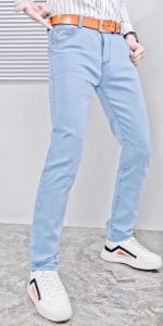 light Blue Korean Style High Quality Mens Jeans Maong Pants
