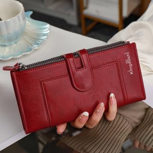 NEXTYOO Double Zipper Long Wallet Large Capacity Multi-card Slots Card Holder Vintage Waterproof ID Bag for Bank Cards ID Cards Other Documents