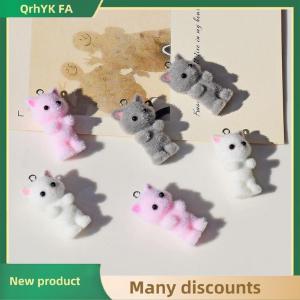 🔔🔔🔔QA Flocking Animals Cartoon Cats Shape Resin Dolls Beads Pendant Diy Jewelry Earring Garment Keychain Pendant Accessories