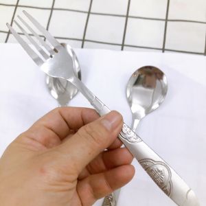 Muỗng - nĩa ăn cơm phở súp inox cao cấp cán họa tiết