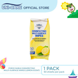 Forceshield Lemon Scent Disinfecting Multi-Surface Wipes 50s Pack of 1