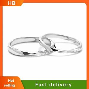 HB 1Pair Couple Ring Crystal Diamond Wedding Engagement Jewelry Adjustable Rings