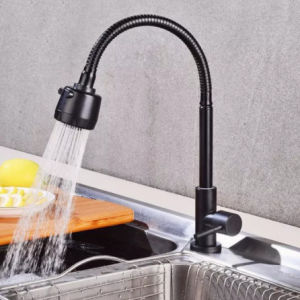 Black Kitchen Faucet Stainless 360° Rotate Flexible Cold Tap Two Effluent Modes Spout Sink Mop Laundry Sink Faucet