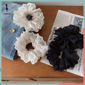 ส่วนลด 10 บาท สำหรับการซื้อ 1 ชิ้น ที่มัดผมผ้าฝ้ายลูกไม้ฝรั่งเศสขนาดใหญ่1ชิ้นสำหรับผู้หญิงผมหางม้ายืดหยุ่นสองชั้นเครื่องประดับผมของผู้หญิง