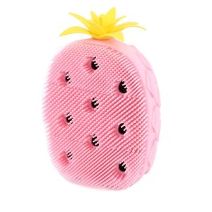 SEETE Candy Color Fruit Shape Shower Brush Soft Hair Non-Slip Shower Massage Brushes Wash Brush Exfoliation Silicone Shampoo Brush for Bathing