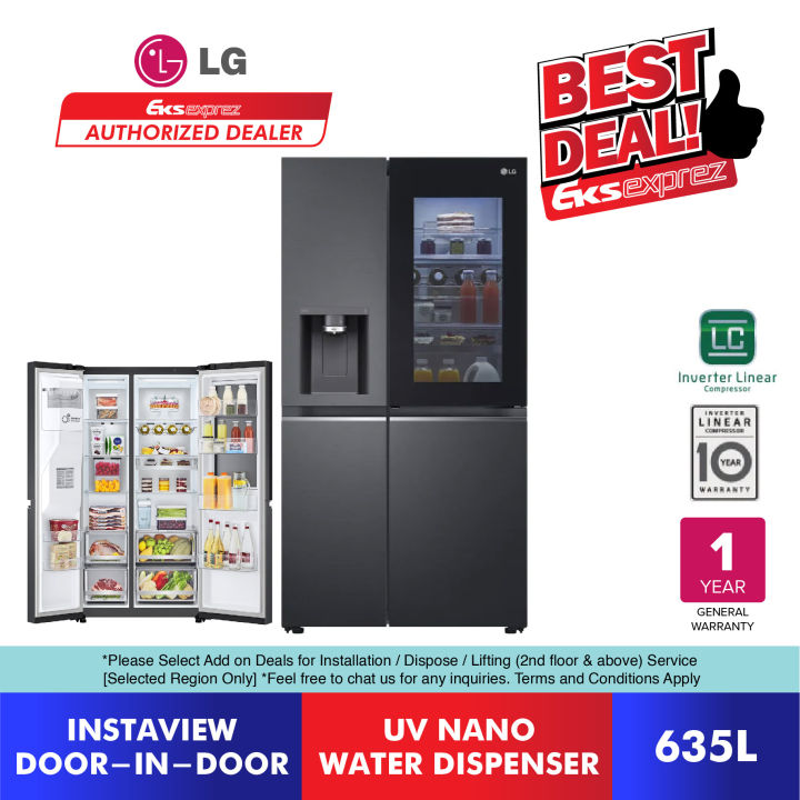 LG Side by Side Inverter Fridge 635L GCX257CQES with InstaView & Door