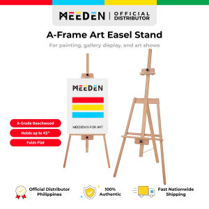 MEEDEN A-Frame Easel Beechwood Rosewood Finish – Holds Canvas to 43 in Adjustable Angle Folds Flat