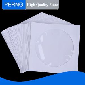 [PERNG] Tehe Envelopes Storage Clear Window Case Flap White Folded Paper Bag 10 50PCS 12.5CM CD DVD Disc Paper Sleeves