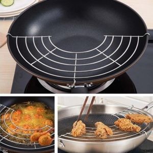 26/28/30/32cm Stainless Steel Oil Mesh Colander Filter Frying Oil Strainer Steam Rack for Frying