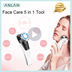 ANLAN Hot Cold Face Massager Skin Tightening Sonic Vibration EMS Face Lifting Firming Machine Anti Aging Wrinkle Removal Machine Red Blue Light Skin Care Massager