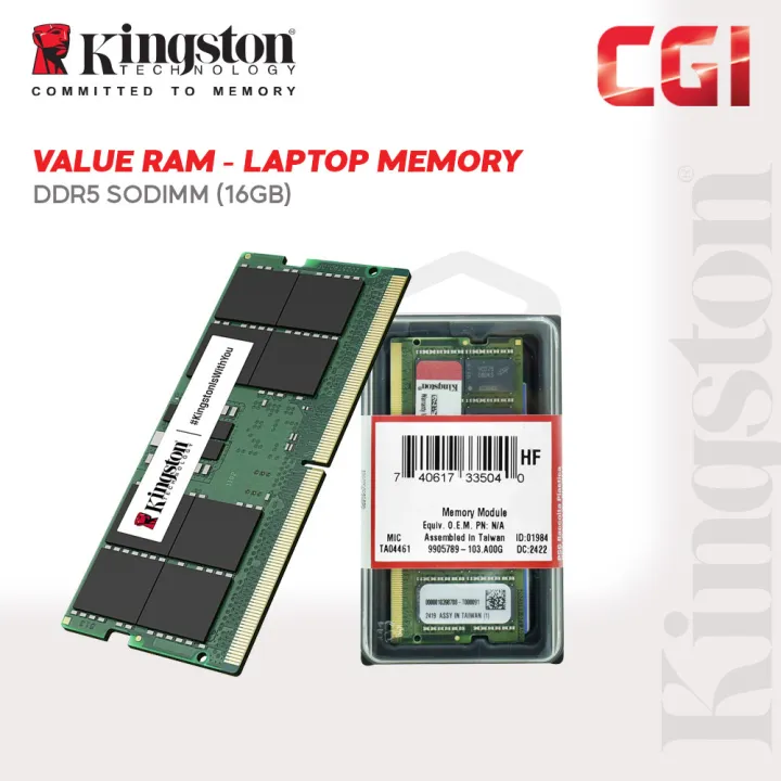 Kingston KVR56S46BS8-16 16GB DDR5-5600 CL46 Non-ECC SODIMM Value RAM