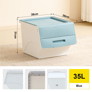 Citylife 35L Stackable Front Opening Storage Box Thickened Sturdy Plastic Organizer Large Capacity Bin For Toys Clothes Bedroom Household Sundries