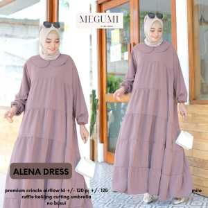 Baju Pesta Midi Dress Alena Bahan Crinckle Aiflow Fashion Muslimah | GOODSAJI HIJABSTUFF