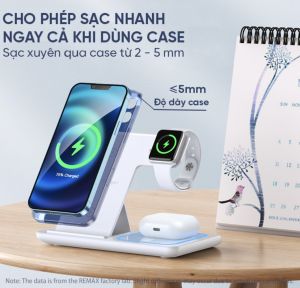 Đế Sạc Nhanh Không Dây Đa Năng 3in1 Remax RP-W53 - Hỗ Trợ Sạc Nhanh Lên Đến 15W
