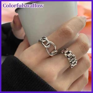 Colorfulswallow 1 2 chiếc nhẫn xu hướng retro phong cách lạnh Dây đeo đồng hồ nữ cũ phong cách đơn giản mở cá tính thời trang Ins rỗng