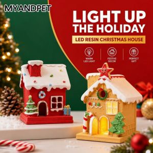 Luminous LED Resin Christmas Mini House Warm Light Home Tabletop Xmas Landscape Decor Ornament