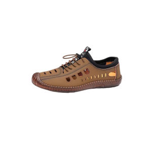 [Free Shipping] 2026 Mens Sandals Spring/Summer New Mens Casual Hollow Breathable Leather Shoes with Soft Sole