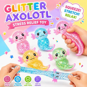 Axolotl Glitter Squishy Toy High Stretch Squeeze Ball Soft Slow Rebound Stress Relief Toy