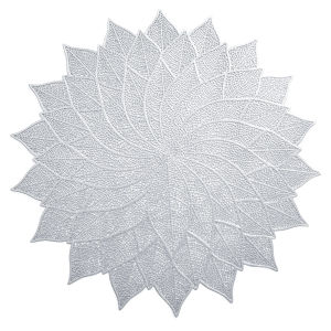 Loftyan 15" Round Flower Metallic Hollow Vinyl Table Placemat for Dining Table
