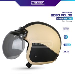 Helm anak bogo laki laki perempuan polos 2 3 4 5 6 tahun pelindung kepala Cream Hitam