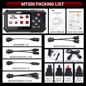 ANCEL MT500 Motorcycle OBD2 Scanner Full System Diagnose Tool with 30+ Service Reset Functions For Kawasaki/Suzuki/BMW/Ducati/YAMAHA/Honda Motorcycle Code Reader Idle Adjustment ECU Coding Tool