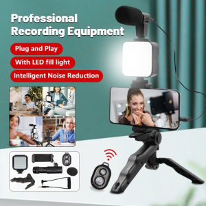 Vlogging Kit Video Recording Equipment With Tripod Fill Light For Facebook Youtube TiktokVideo Selfie Ring Light with Microphone Tripod Fill Light Kit